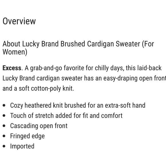 LUCKY BRAND Open Front Fringe Cardigan Sweater S NWT - Picture 2 of 11